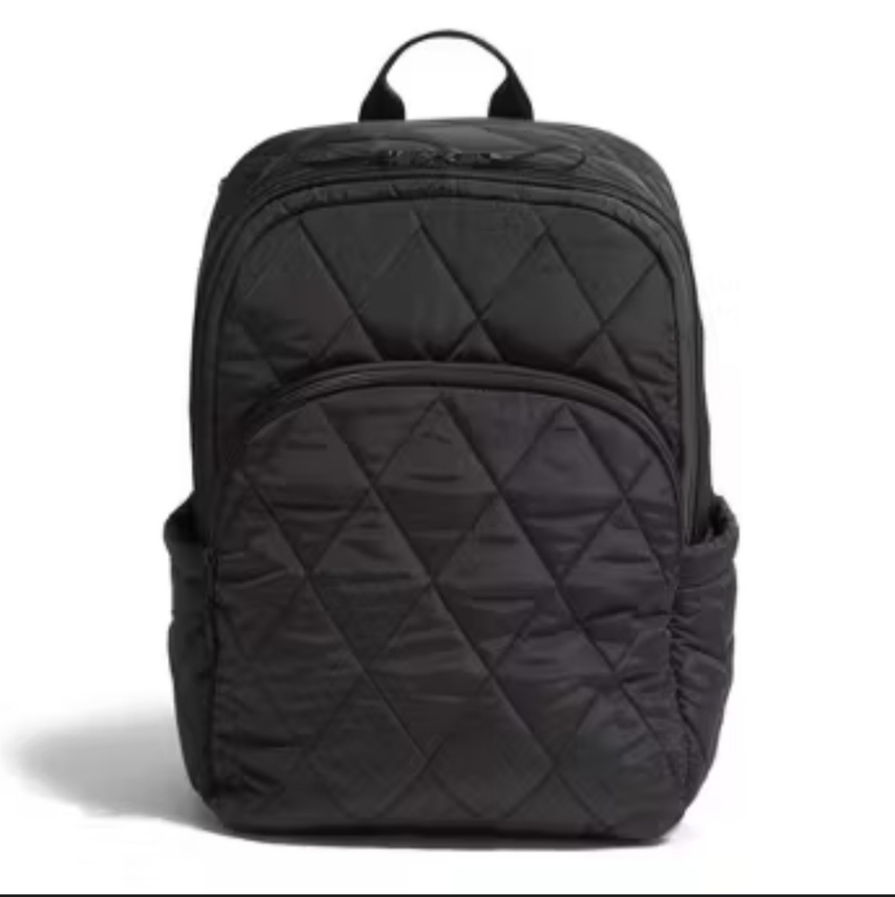 Vera Bradley Black Quilted Overnight Essentials Backpack EUC